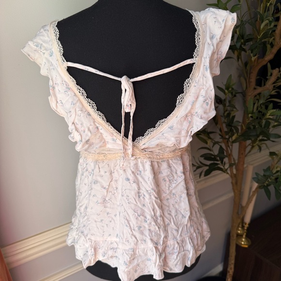 Urban Romantics Floral Ruffle Lace Trim Cottagecore Top Size S - Picture 3 of 9